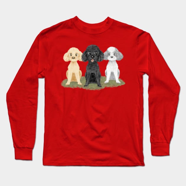 Three poodles Long Sleeve T-Shirt by sanogawa